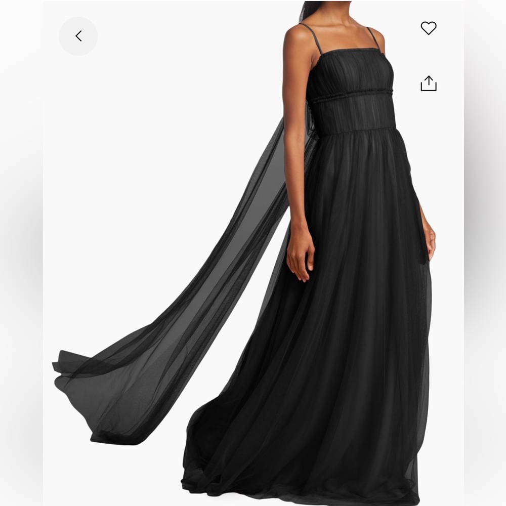 Vera Wang Black Tulle Gown with Detachable Cape